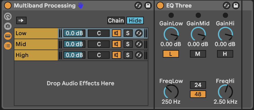 multiband processing ableton rack